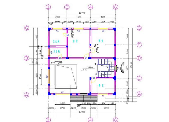 12×12米三層半別墅設計圖，帶車庫+挑空客廳，戶型方正，大氣上檔次，主體造價大概55萬。