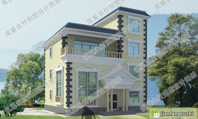 12×12米三層半別墅設計圖，帶車庫+挑空客廳，戶型方正，大氣上檔次，主體造價大概55萬。