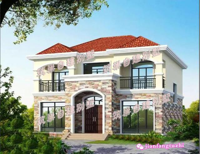 11.8x10.8米農(nóng)村二層別墅設(shè)計圖，設(shè)有半封閉雙陽臺，非常實用