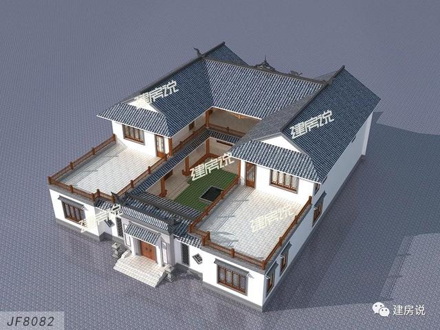 二層中式四合院別墅設(shè)計(jì)圖，國(guó)人內(nèi)心最美的房子