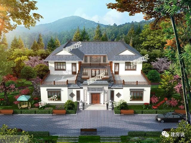 二層中式四合院別墅設(shè)計(jì)圖，國(guó)人內(nèi)心最美的房子