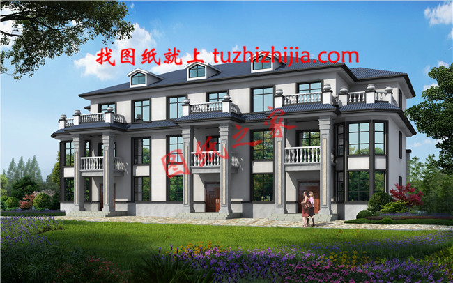 新農(nóng)村三拼別墅三戶(hù)連體別墅設(shè)計(jì)圖，設(shè)計(jì)新穎美觀