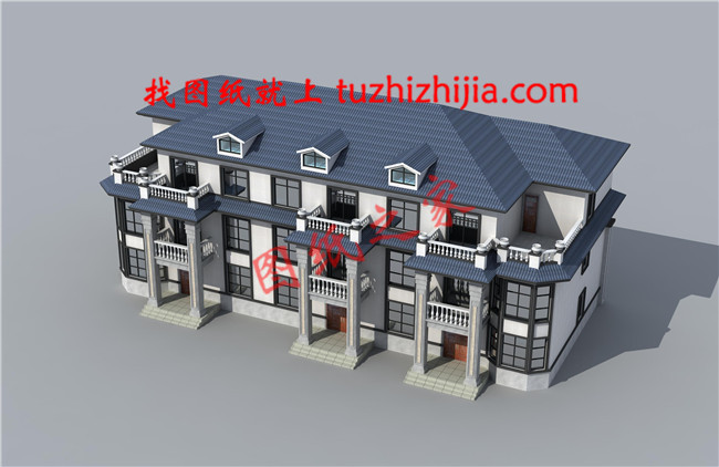 新農(nóng)村三拼別墅三戶(hù)連體別墅設(shè)計(jì)圖，設(shè)計(jì)新穎美觀