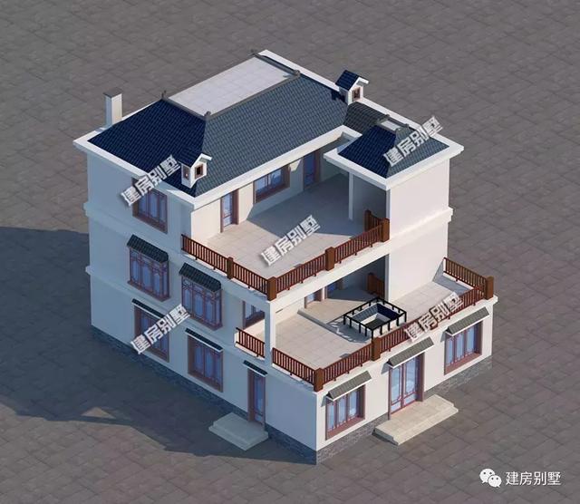 11.6×15.1米三層新中式別墅設(shè)計(jì)圖，很具有特色，在老家建一棟很亮眼