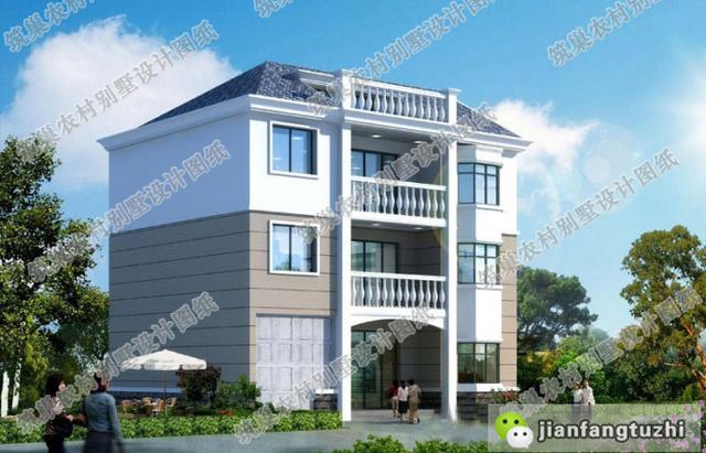 12×11米帶車(chē)庫(kù)三層別墅設(shè)計(jì)圖，簡(jiǎn)單大氣，35萬(wàn)以?xún)?nèi)