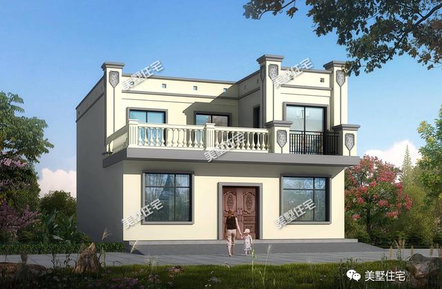 10X14米農(nóng)村二層平頂別墅設(shè)計圖，簡約大方，3室4廳，布局實用造價低。