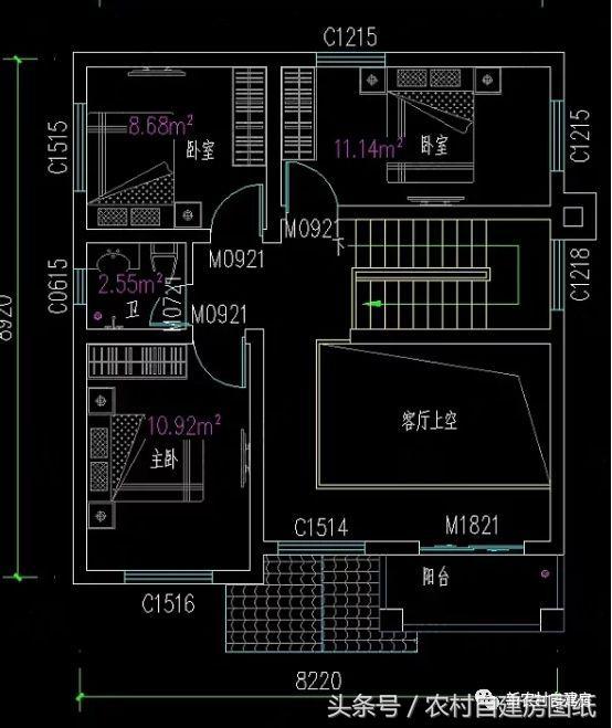 8X8米二層農(nóng)村別墅設(shè)計(jì)圖，戶型方正，精美大氣，造價(jià)經(jīng)濟(jì)實(shí)惠