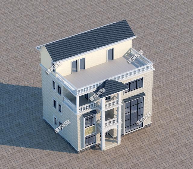 13x10米三層半農(nóng)村別墅設(shè)計(jì)圖，精致漂亮，新中式+美式混搭外型，坦然接受鄰居的遠(yuǎn)觀羨慕！