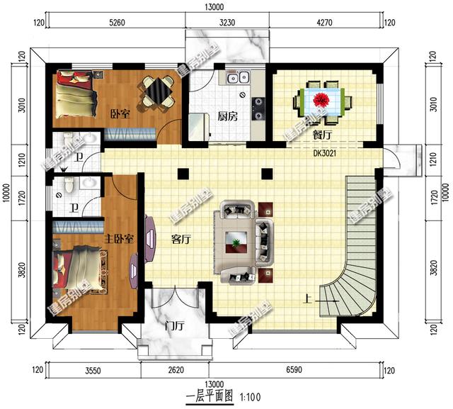13x10米三層半農(nóng)村別墅設(shè)計(jì)圖，精致漂亮，新中式+美式混搭外型，坦然接受鄰居的遠(yuǎn)觀羨慕！