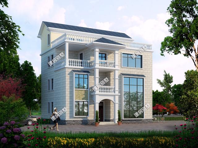 13x10米三層半農(nóng)村別墅設(shè)計(jì)圖，精致漂亮，新中式+美式混搭外型，坦然接受鄰居的遠(yuǎn)觀羨慕！