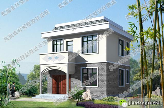 7×7米小戶型二層平頂別墅設(shè)計(jì)圖，造價(jià)不高，戶型時(shí)尚大氣