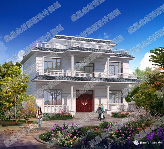 7×7米小戶型二層平頂別墅設(shè)計(jì)圖，造價(jià)不高，戶型時(shí)尚大氣