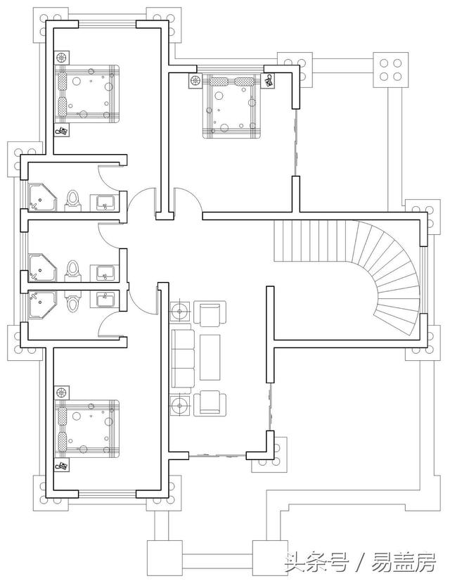 二層歐式別墅設計圖，結構多元化，溫暖大氣！