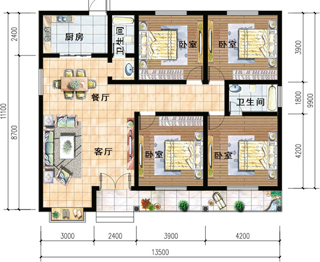貼心好看的農(nóng)村10萬元一層小別墅圖，養(yǎng)老首選