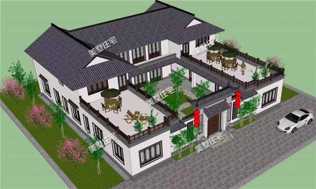 新中式四合院別墅設(shè)計(jì)圖，送給父母最舒適的環(huán)境！