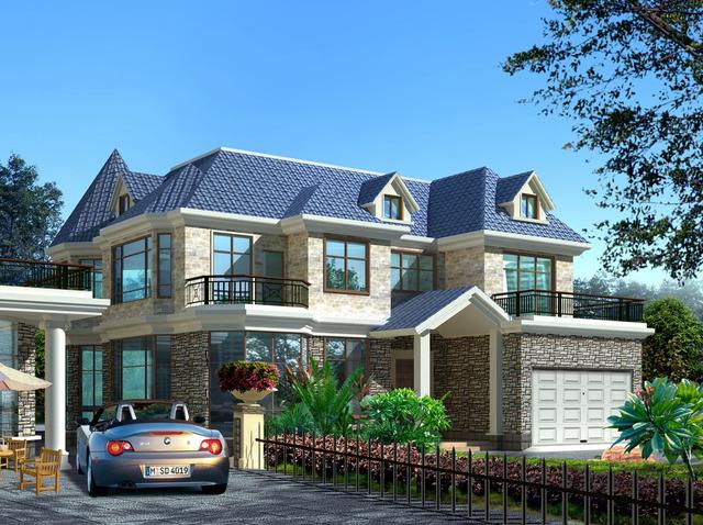 3套霸氣別墅設(shè)計(jì)圖，色彩清新淡雅，空間利用率高。