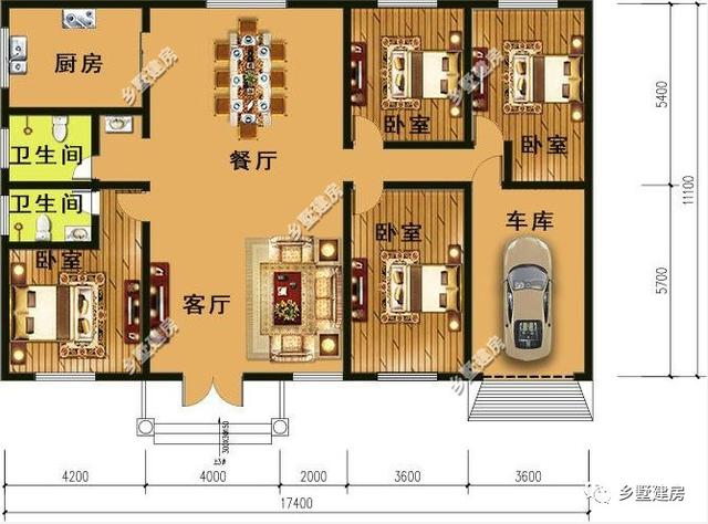 這樣1款一層中式別墅設(shè)計圖，不給父母建一套養(yǎng)老真是可惜了