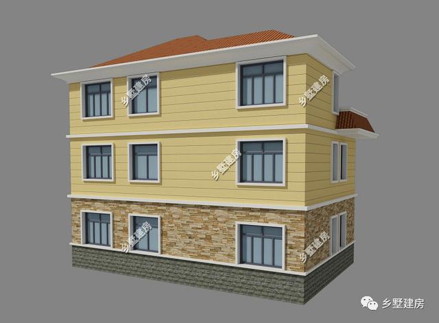 三層別墅設(shè)計圖，坡屋頂和平屋頂?shù)慕Y(jié)合，這樣的屋頂跟豐收季更配哦