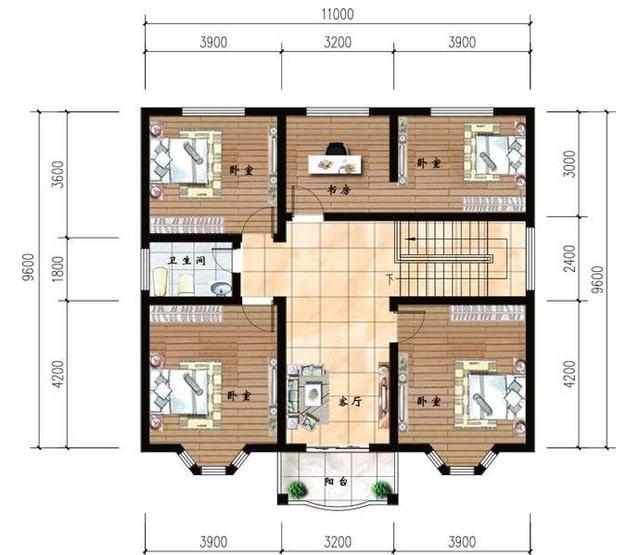 120平米的二層別墅設(shè)計圖，六室三廳帶閣樓很實用