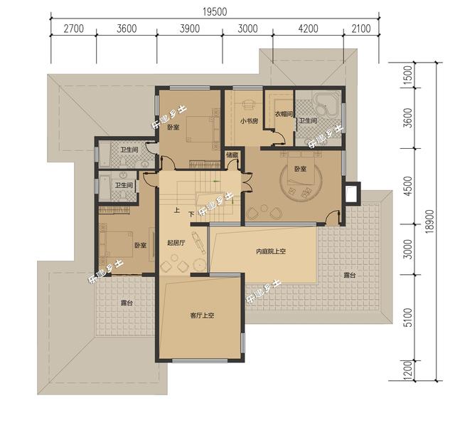 美式別墅設(shè)計圖，造型舒展，層次豐富。