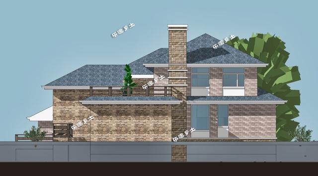 美式別墅設(shè)計圖，造型舒展，層次豐富。