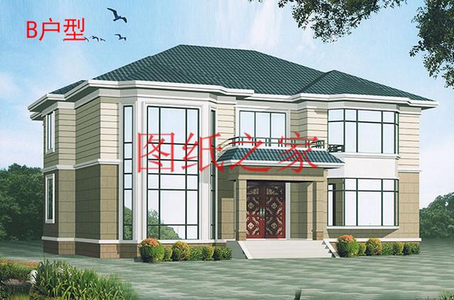 6套二層別墅設(shè)計圖，外觀美麗大方，經(jīng)濟實用型住宅。