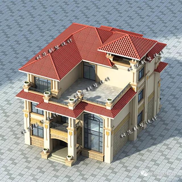 三層歐式復式別墅設計圖，挑空客廳多陽臺，讓您樂趣無窮！