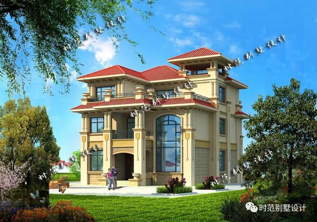 三層歐式復式別墅設計圖，挑空客廳多陽臺，讓您樂趣無窮！