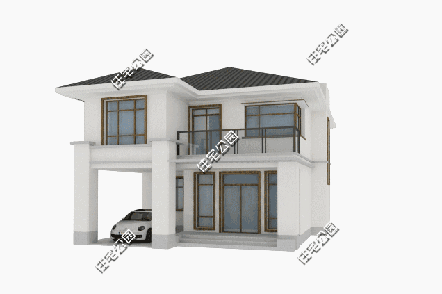 現(xiàn)代別墅設(shè)計(jì)圖，外觀造型簡單大方，藝術(shù)感十足。