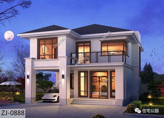 現(xiàn)代別墅設(shè)計(jì)圖，外觀造型簡單大方，藝術(shù)感十足。