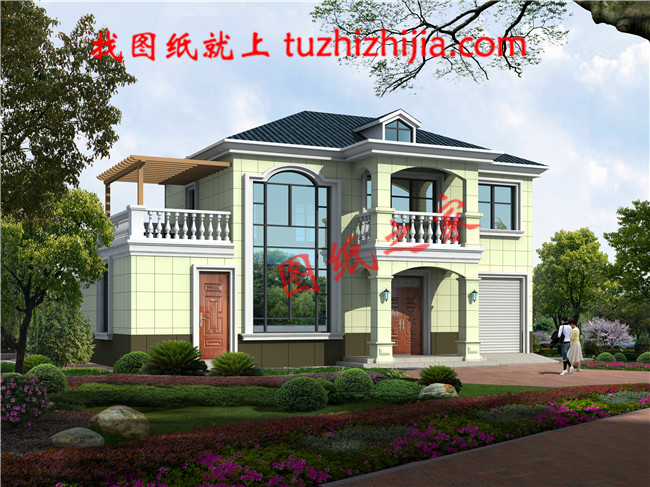 農(nóng)村二層樓簡(jiǎn)單大氣的樓房設(shè)計(jì)圖紙，帶車(chē)庫(kù)，帶露臺(tái)