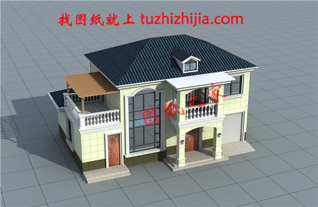 農(nóng)村二層樓簡(jiǎn)單大氣的樓房設(shè)計(jì)圖紙，帶車(chē)庫(kù)，帶露臺(tái)