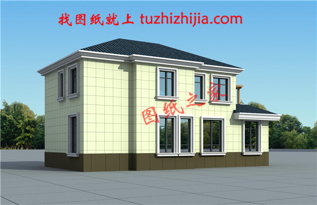 農(nóng)村二層樓簡(jiǎn)單大氣的樓房設(shè)計(jì)圖紙，帶車(chē)庫(kù)，帶露臺(tái)