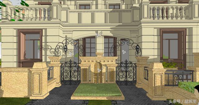 四聯(lián)排法式別墅設計圖，花園+庭院，整體造型大氣恢弘