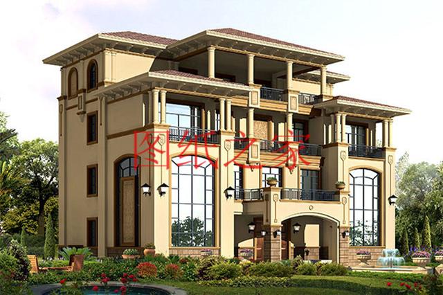 非常豪華大氣的農(nóng)村四層別墅設(shè)計(jì)圖，建成之后肯定人人羨慕