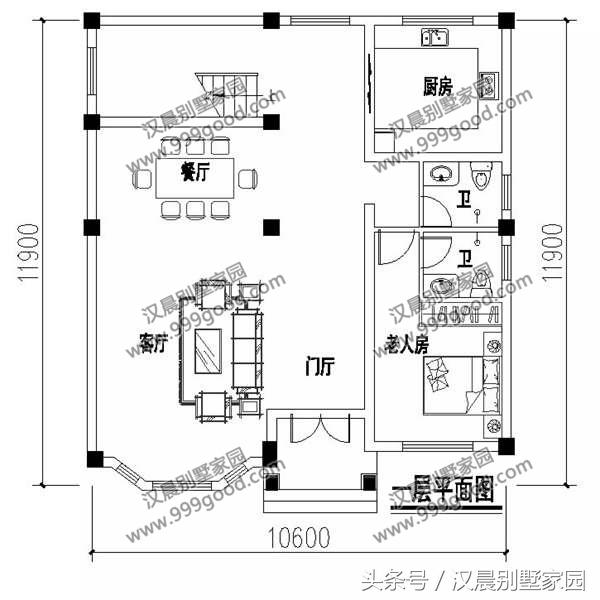 2層小別墅設(shè)計(jì)圖，11.9X10.6米，經(jīng)典實(shí)用，溫馨舒適