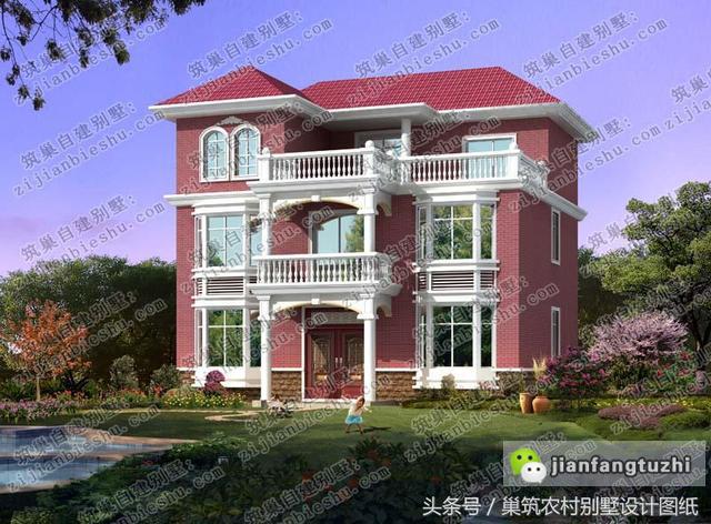 5款十分受歡迎的三層農(nóng)村自建房（全套）施工效果圖，占地面積約130㎡