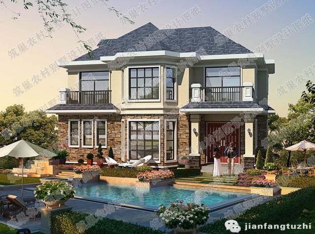 5款二層占地120㎡左右農(nóng)村別墅全套設(shè)計(jì)施工圖，造價(jià)都在30萬以內(nèi)