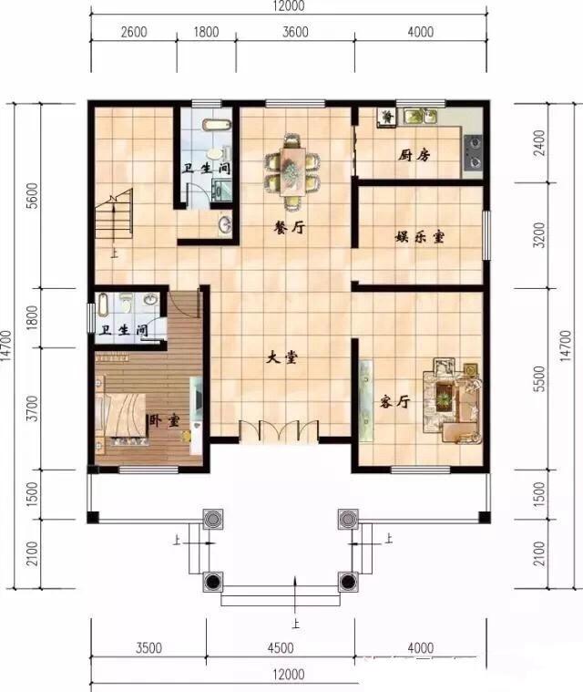 三層精美別墅設(shè)計(jì)圖，12×15米，戶型方正，會(huì)讓人住的非常舒服