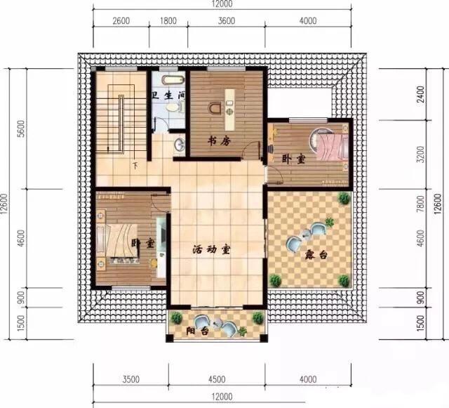 三層精美別墅設(shè)計(jì)圖，12×15米，戶型方正，會(huì)讓人住的非常舒服