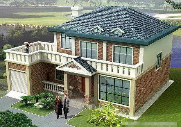 帶車庫(kù)的農(nóng)村自建別墅設(shè)計(jì)圖，簡(jiǎn)單大方，外觀耐看