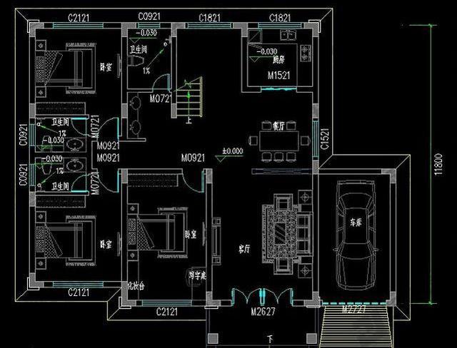 帶車庫(kù)的農(nóng)村自建別墅設(shè)計(jì)圖，簡(jiǎn)單大方，外觀耐看