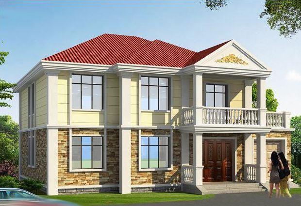 帶車庫(kù)的農(nóng)村自建別墅設(shè)計(jì)圖，簡(jiǎn)單大方，外觀耐看