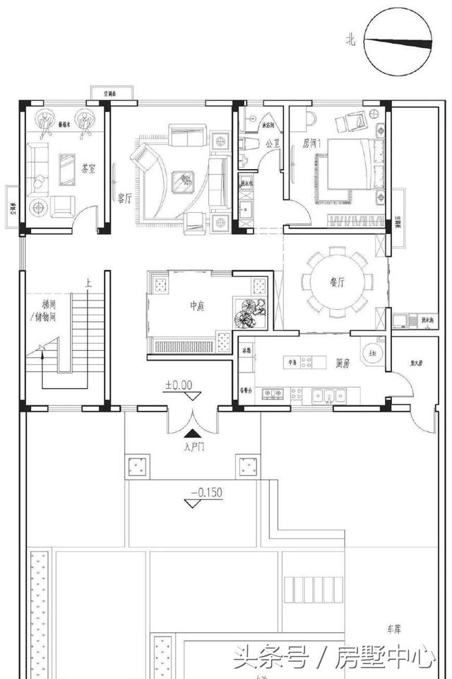 三層中式園林風(fēng)格別墅設(shè)計圖，涼亭池塘應(yīng)有盡有，一家人其樂融融