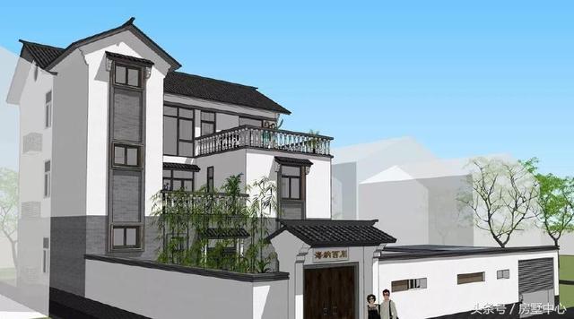 三層中式園林風(fēng)格別墅設(shè)計圖，涼亭池塘應(yīng)有盡有，一家人其樂融融