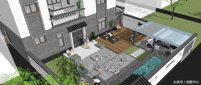 三層中式園林風(fēng)格別墅設(shè)計圖，涼亭池塘應(yīng)有盡有，一家人其樂融融