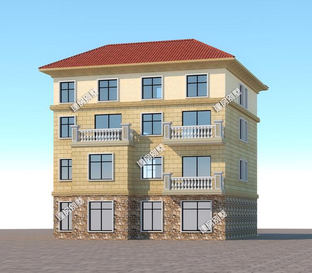 13x13.2米帶架空層四層別墅設(shè)計(jì)圖，客廳挑空，十分大氣