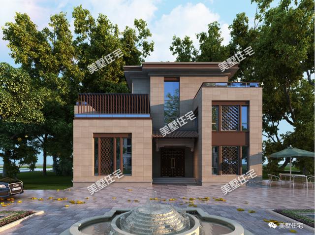 不規(guī)則宅基地建的中式別墅設(shè)計(jì)圖，開(kāi)間10.74米，進(jìn)深17.64米，造價(jià)40萬(wàn)