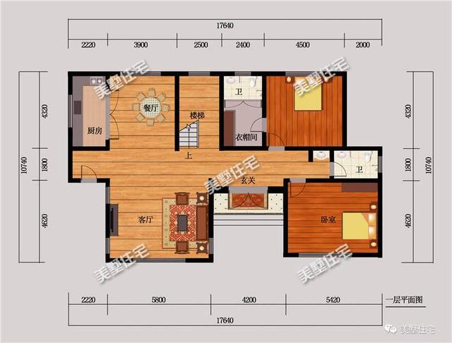 不規(guī)則宅基地建的中式別墅設(shè)計(jì)圖，開(kāi)間10.74米，進(jìn)深17.64米，造價(jià)40萬(wàn)