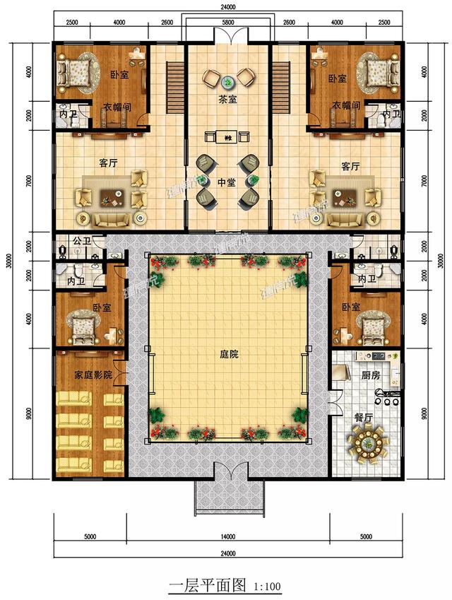 中式四合院別墅設(shè)計圖，建棟好別墅，造福幾代人